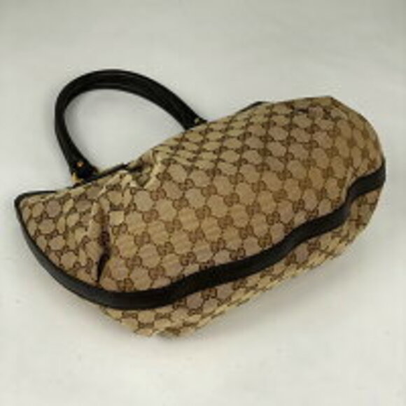 Gucci Handbags - Gucci Brown Canvas GG Studs Tote Interlocking Beige Bag